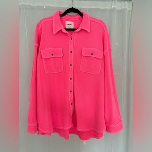 NWT Aerie Lumberjane Waffle Shirt - Coral Sun - L